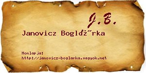 Janovicz Boglárka névjegykártya